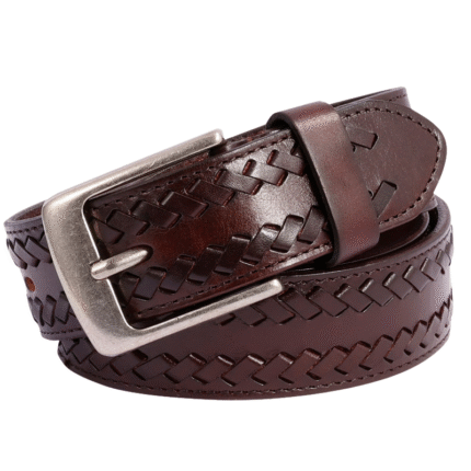 Braided Genuine Leather Belt - Classic Style for Men